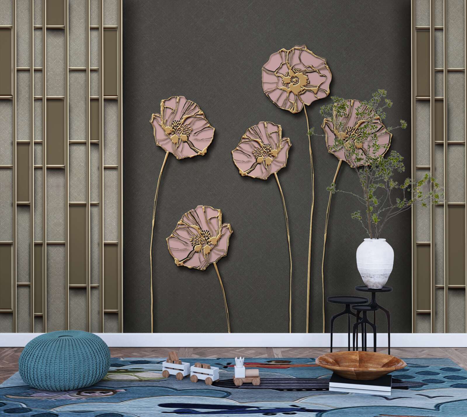 Fototapeta elegantné maky na striebornom podklade