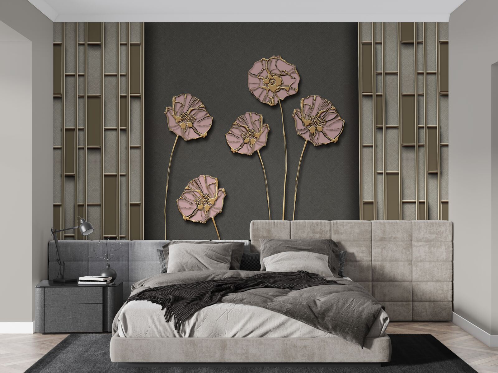 Fototapeta elegantné maky na striebornom podklade