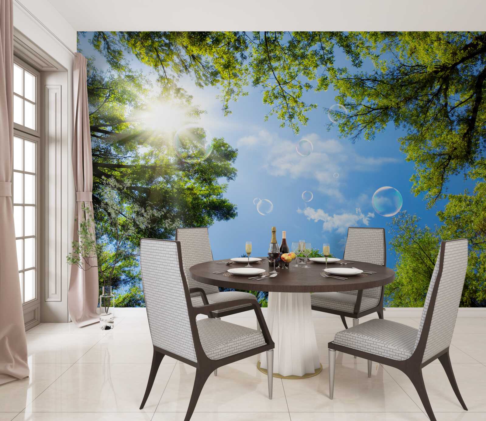 Fototapeta zelený les je osvetlený jasnými lúčmi slnka