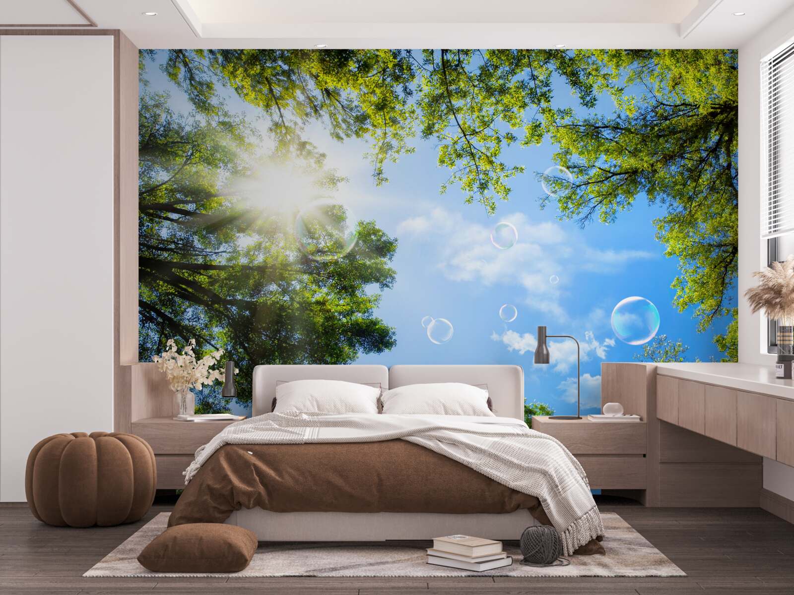 Fototapeta zelený les je osvetlený jasnými lúčmi slnka