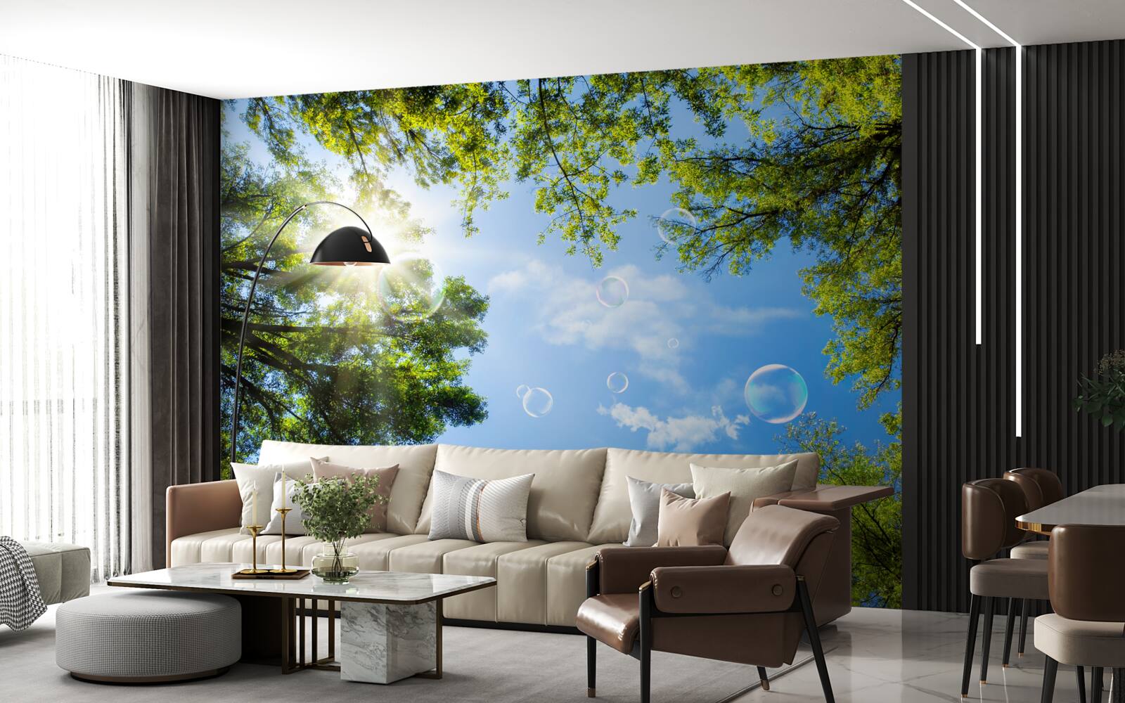 Fototapeta zelený les je osvetlený jasnými lúčmi slnka