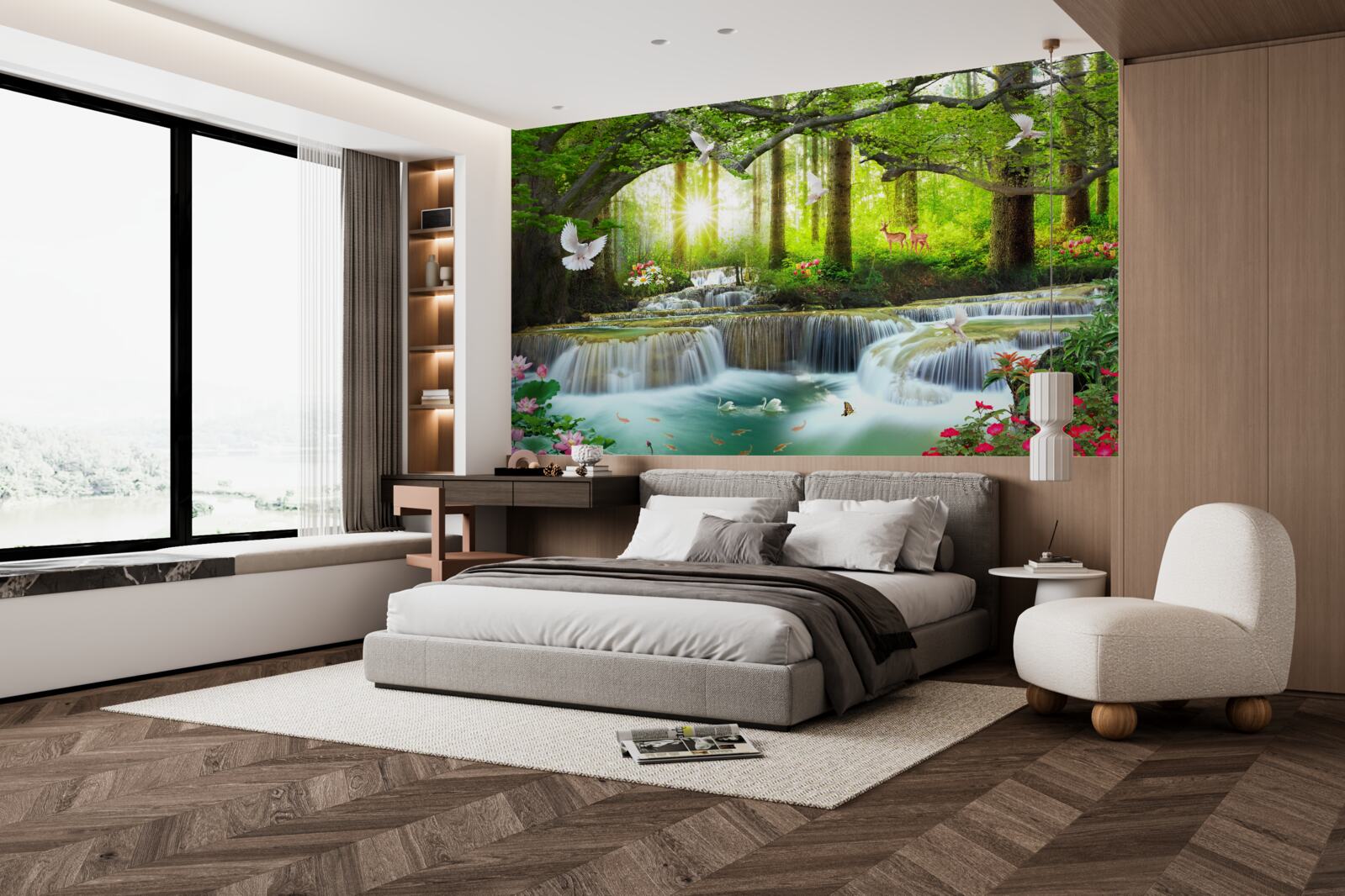 Fototapeta Život a príroda pri divokom vodopáde v lese