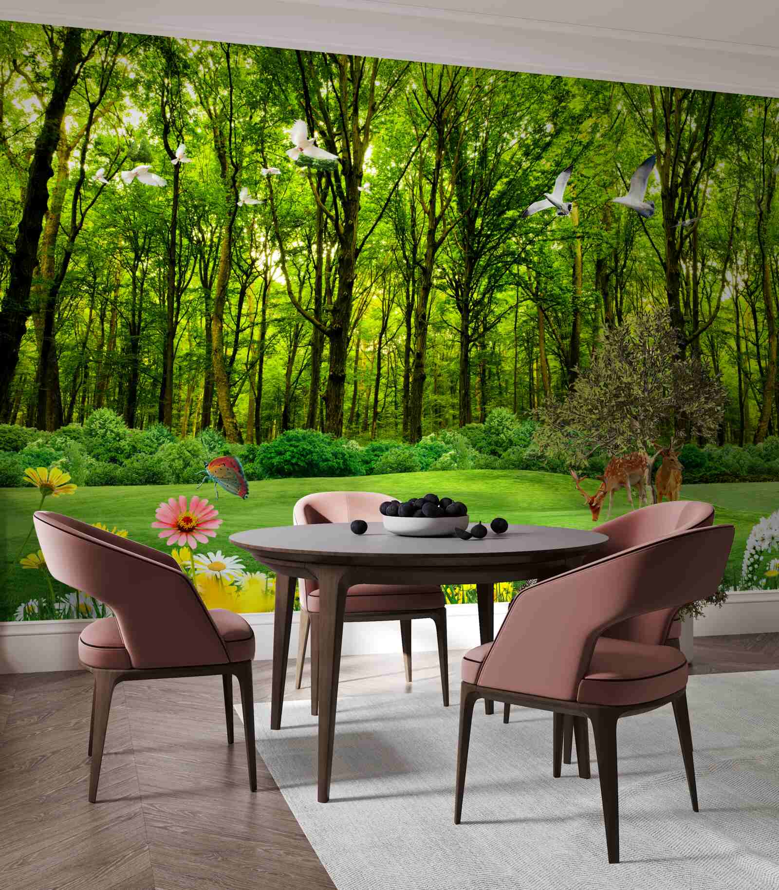 Fototapeta v zelenom lese jeleň na paši