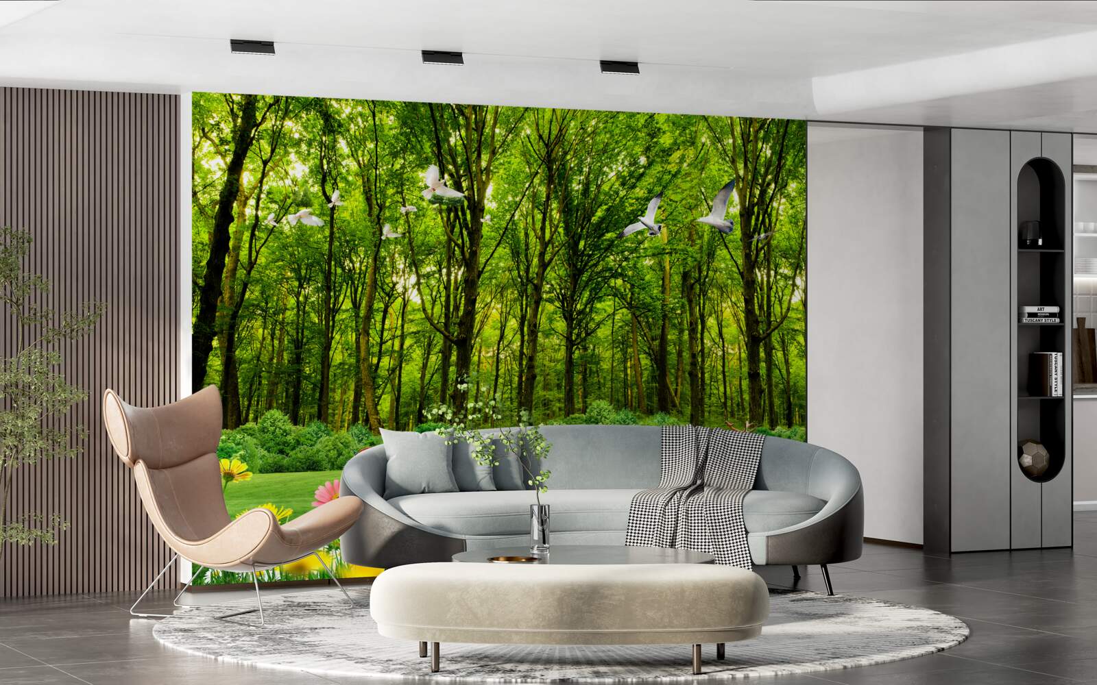 Fototapeta v zelenom lese jeleň na paši