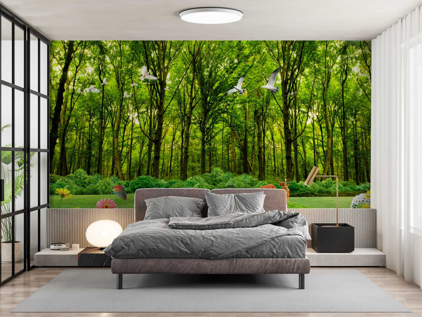 Fototapeta v zelenom lese jeleň na paši