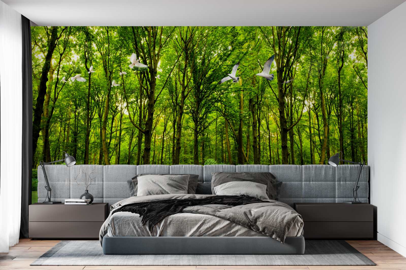 Fototapeta v zelenom lese jeleň na paši