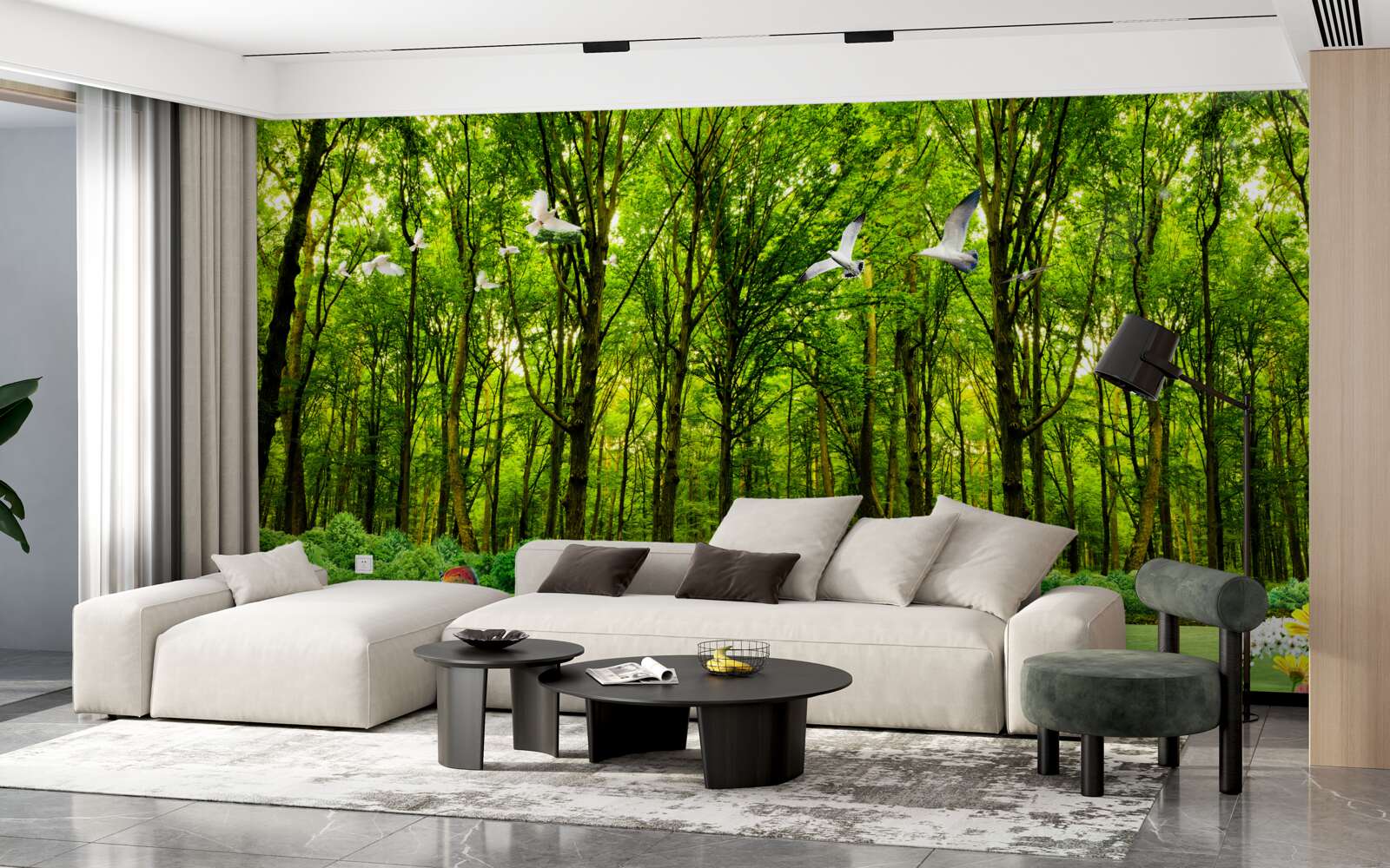 Fototapeta v zelenom lese jeleň na paši