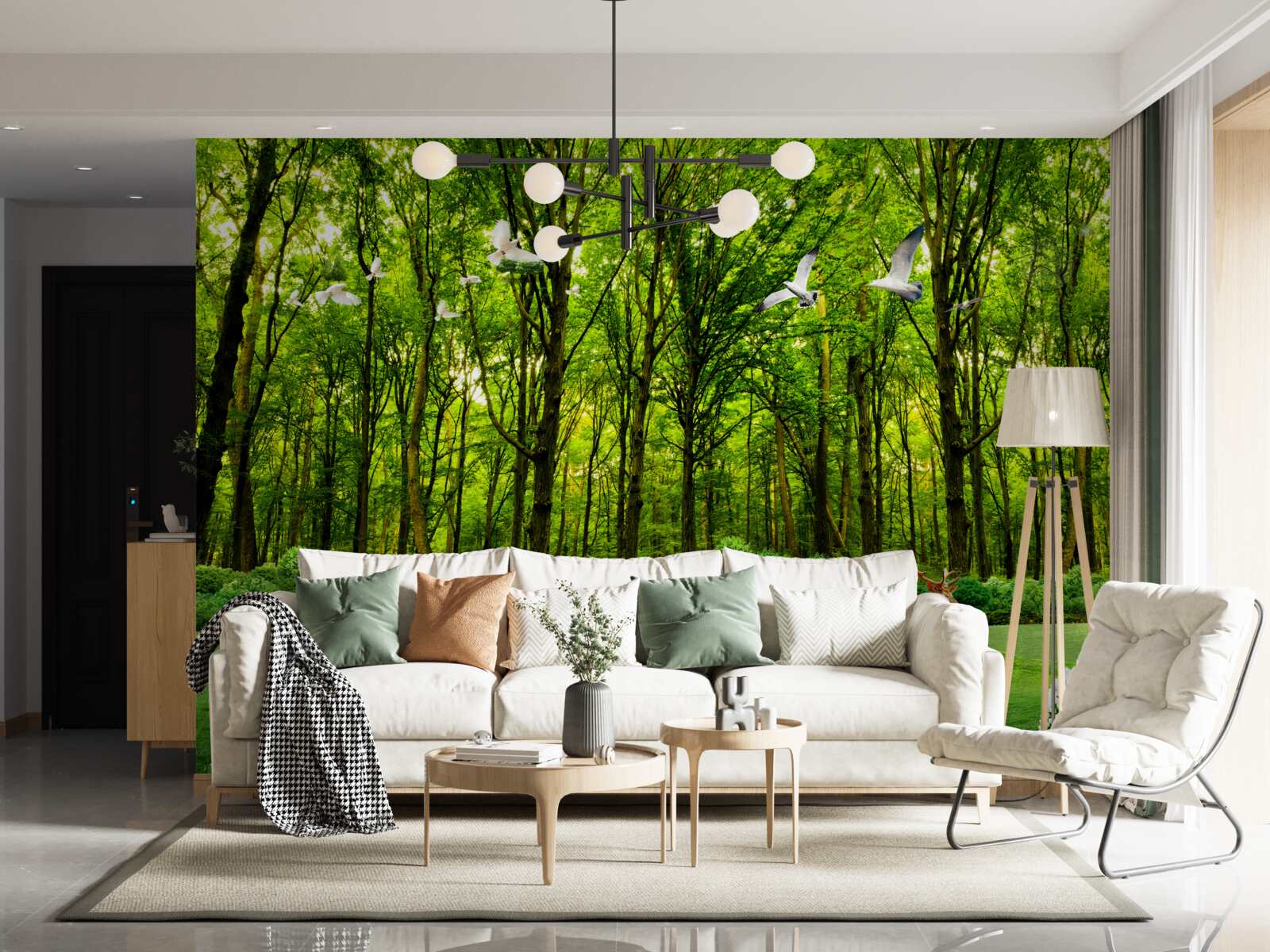 Fototapeta v zelenom lese jeleň na paši