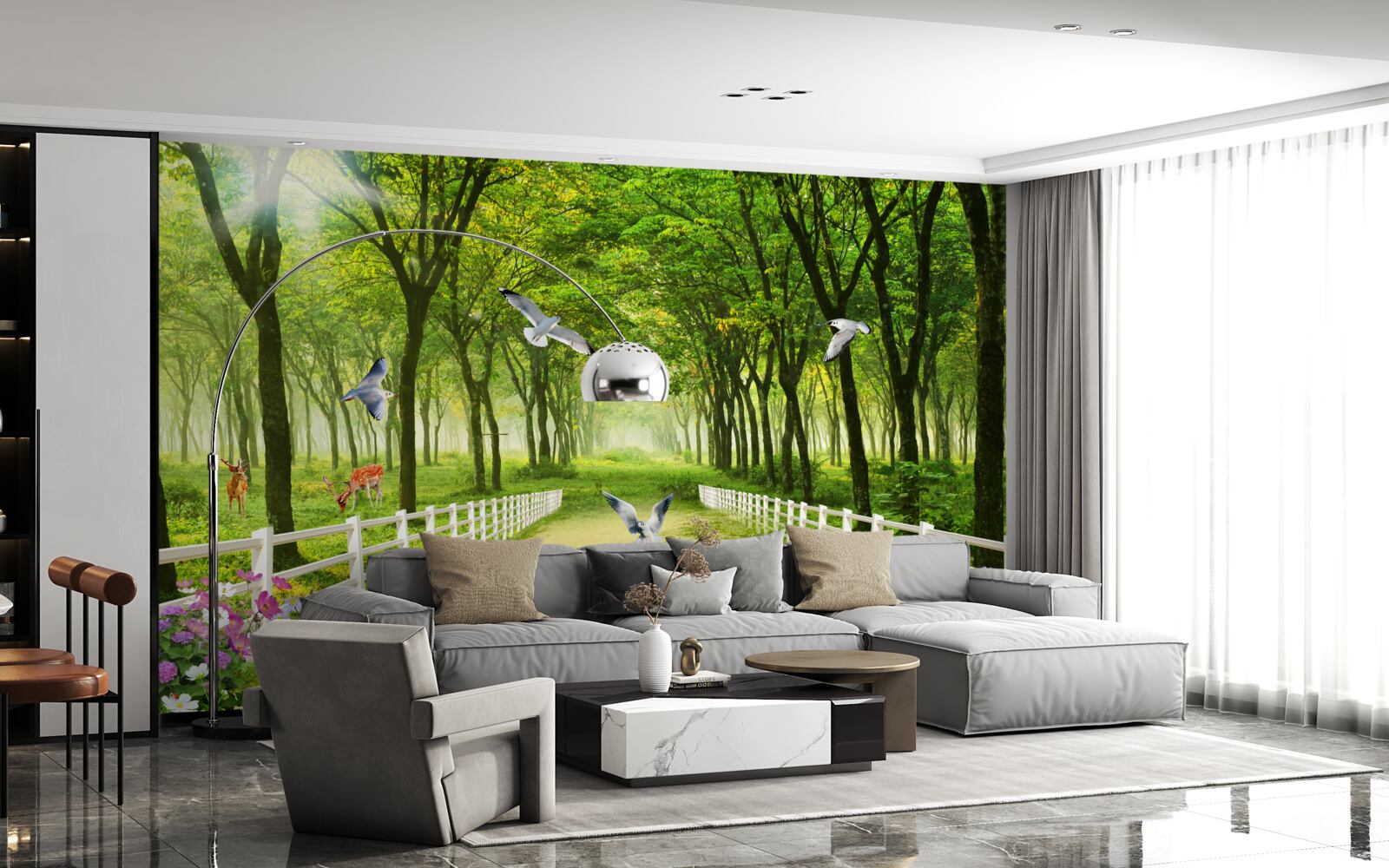 Fototapeta v lese vítajú holuby teplé slnečné lúče