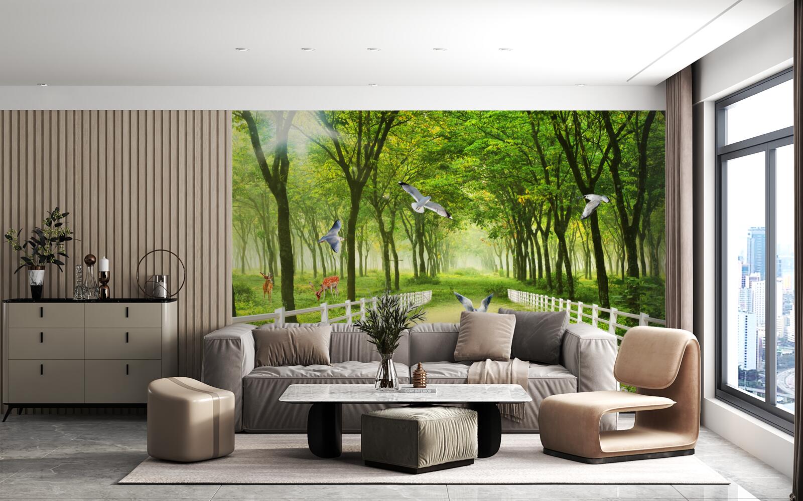 Fototapeta v lese vítajú holuby teplé slnečné lúče