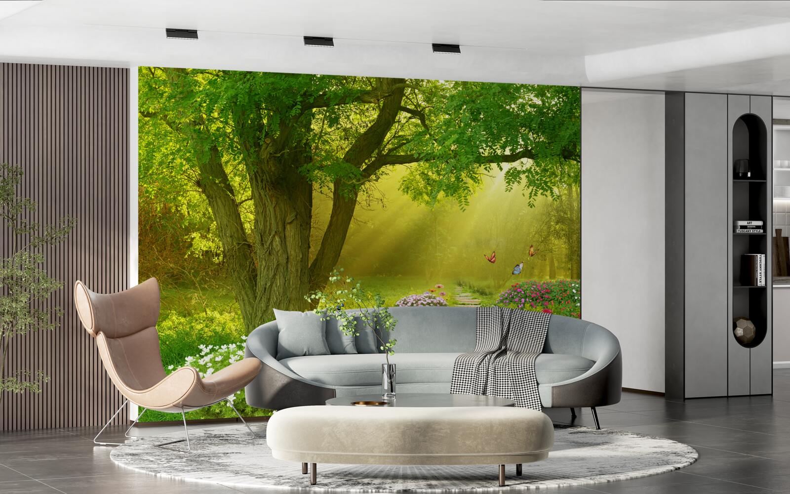 Fototapeta slnečné lúče ohrievajú les zahalený nočnou hmlou