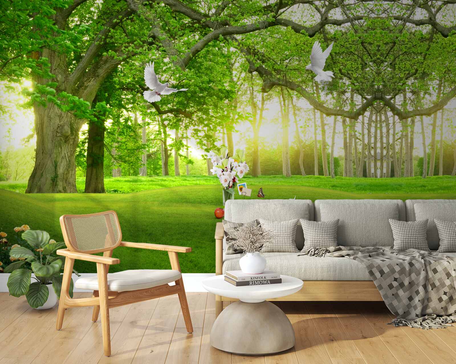 Fototapeta pokojný zelený trávnik za úsvitu