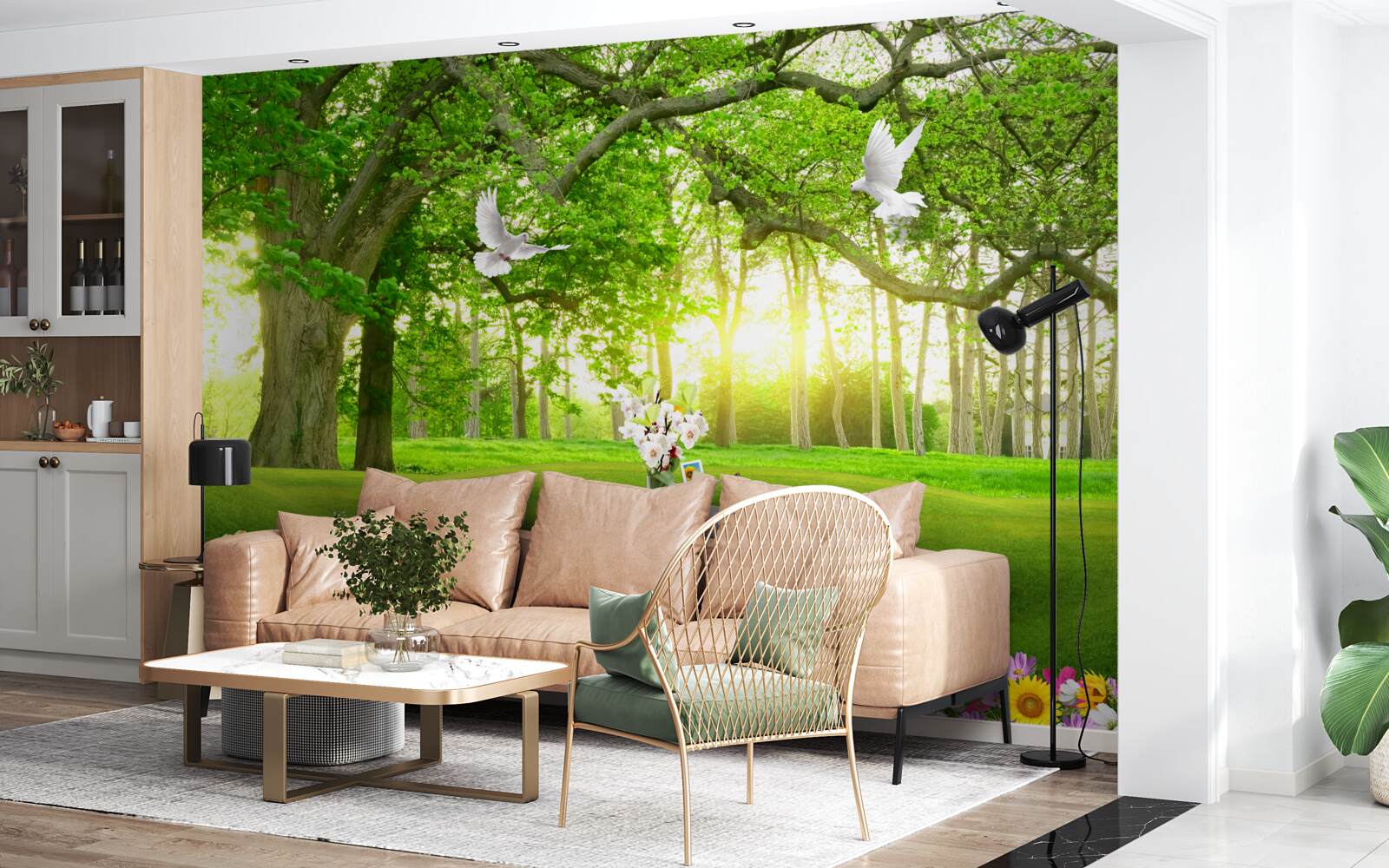 Fototapeta pokojný zelený trávnik za úsvitu