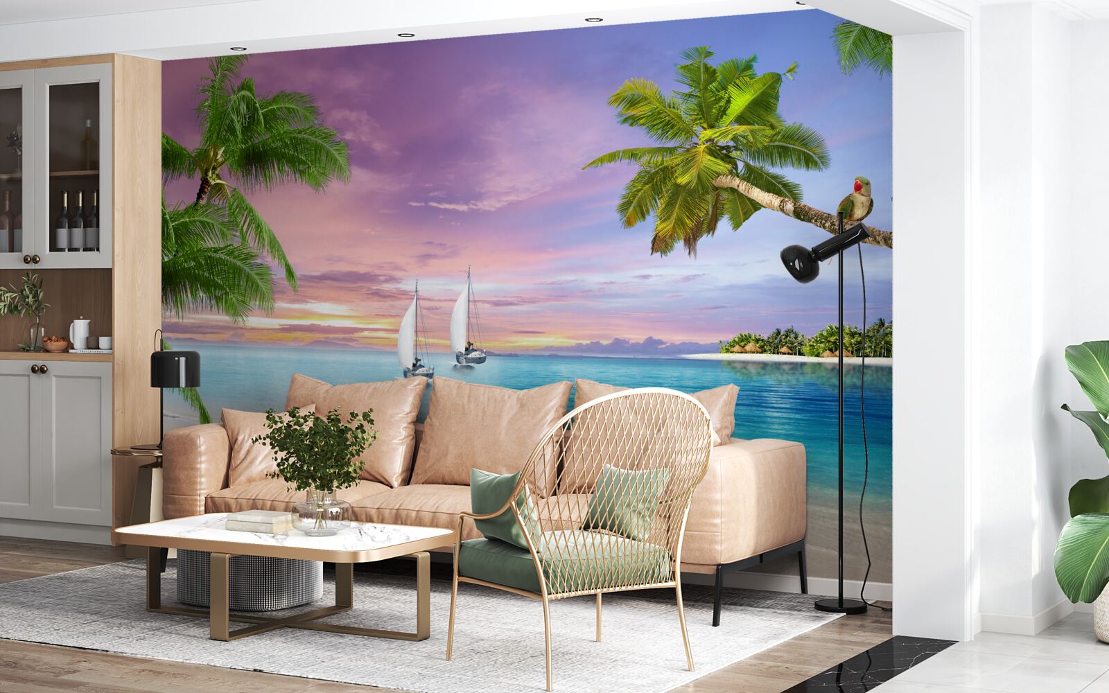 Fototapeta jachty s plachtami v blízkosti morského pobrežia