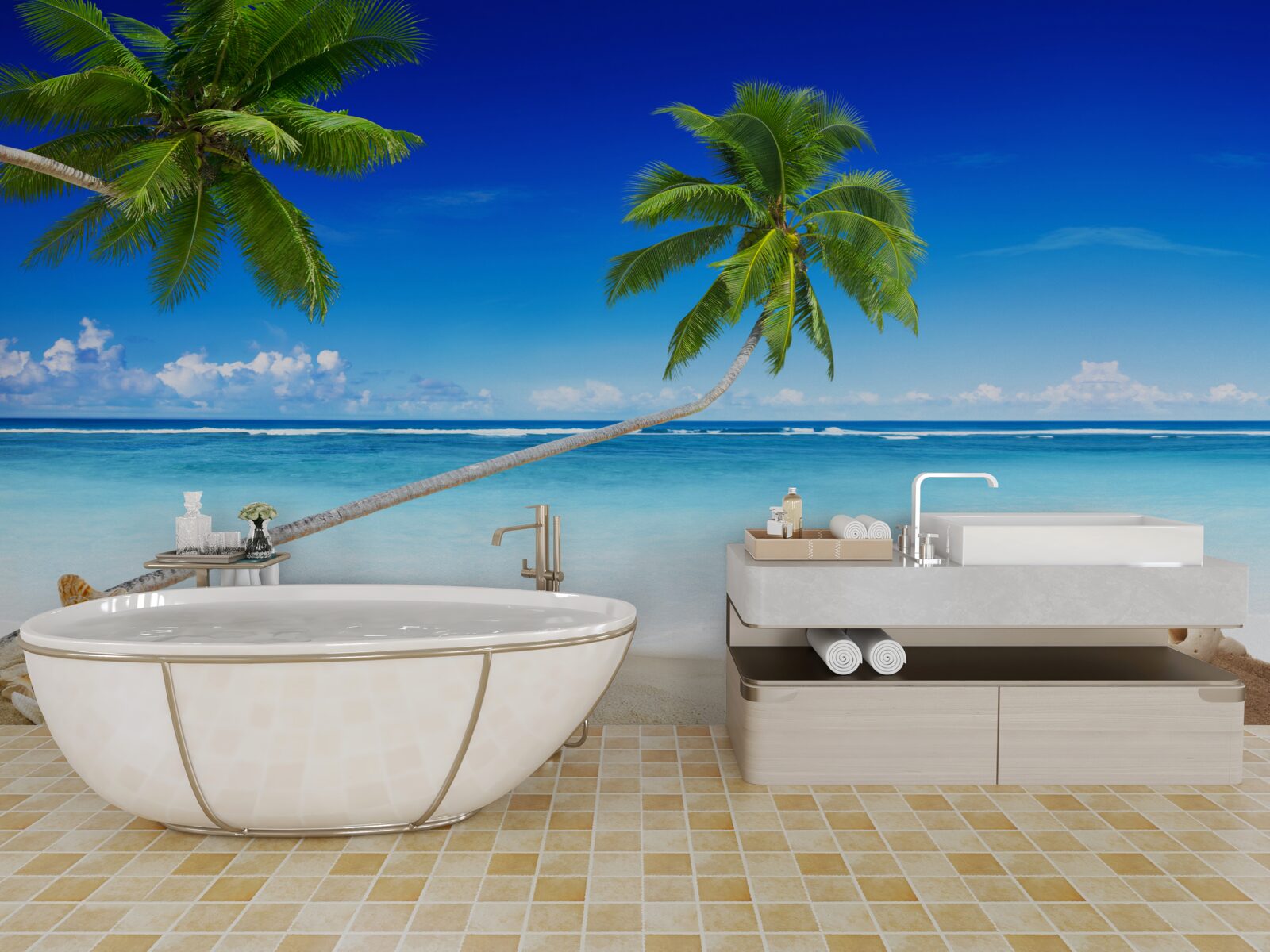 Fototapeta pláž v tropickej oblasti a palmy, kde je ticho