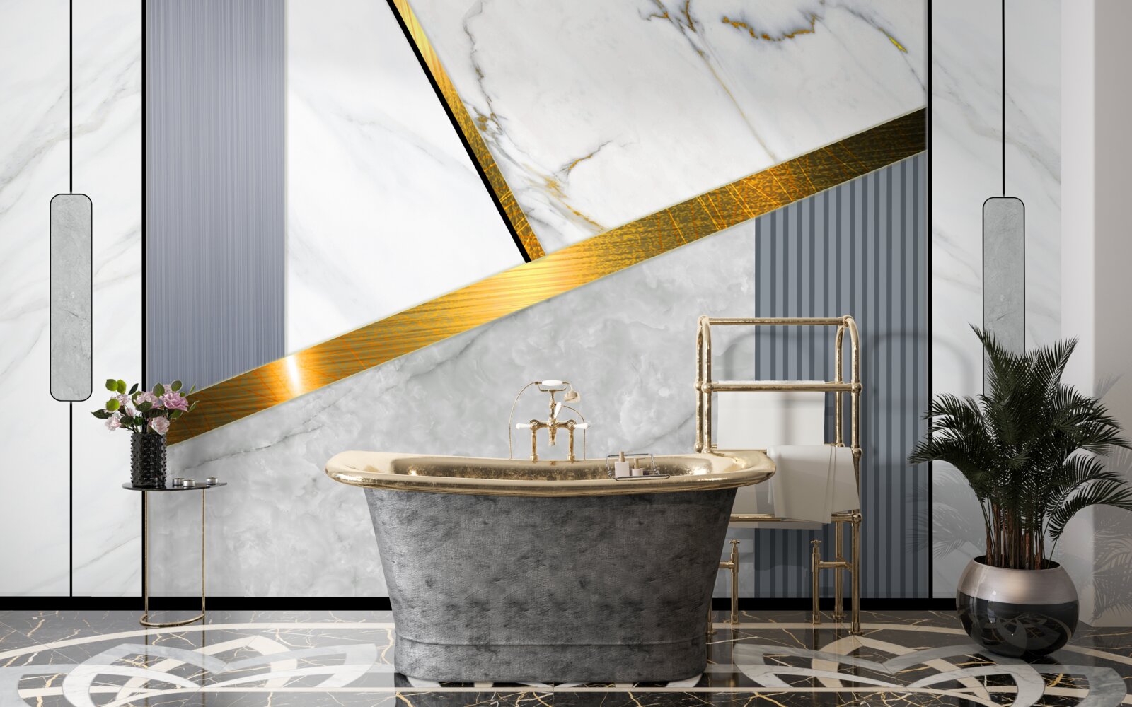 Fototapeta zlaté konektory na zvislých čiarach