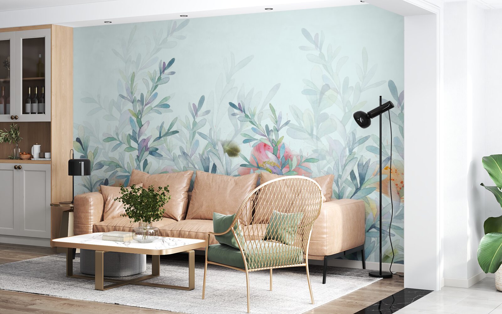 Fototapeta kvety s jemným, nebeským odtieňom