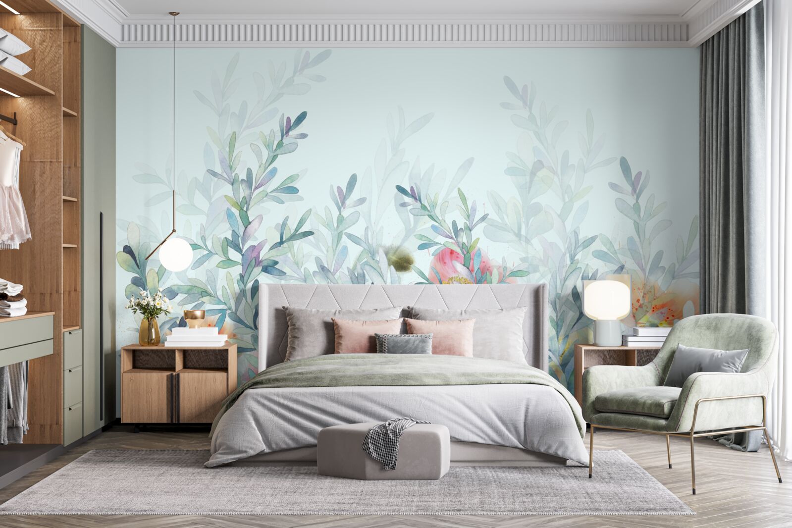 Fototapeta kvety s jemným, nebeským odtieňom