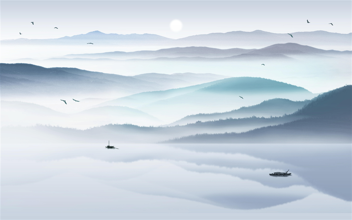 Fototapeta prichádza hmla, ktorá zahaľuje horskú rieku hustým závojom