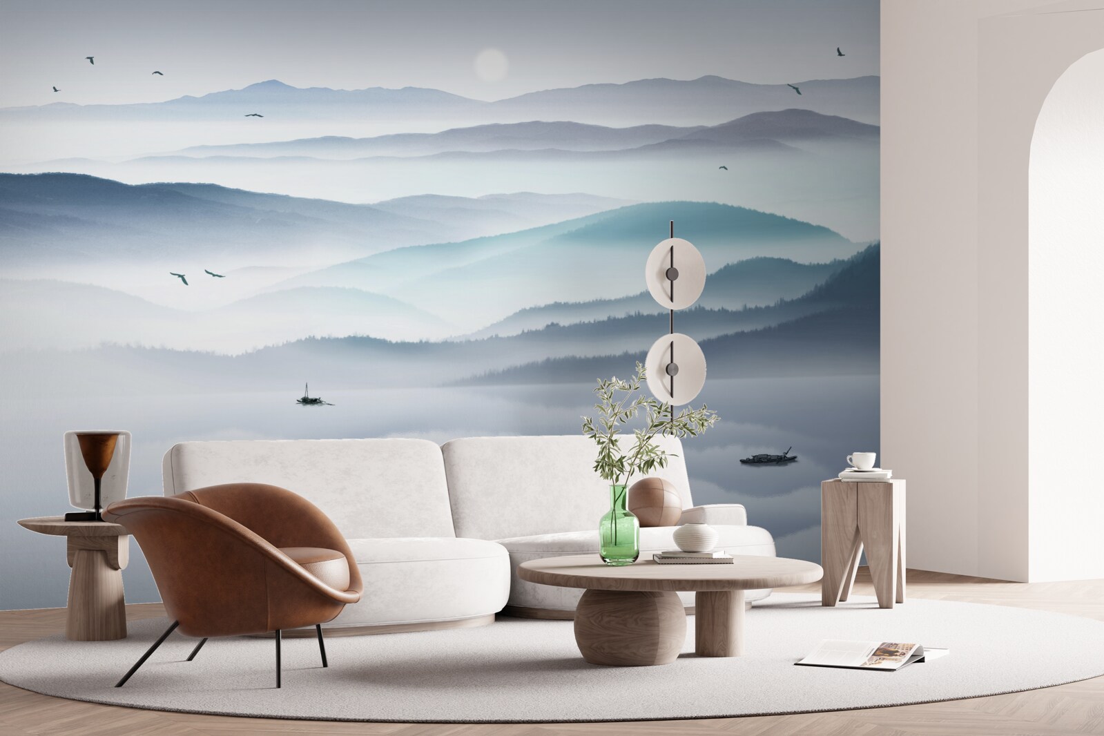 Fototapeta prichádza hmla, ktorá zahaľuje horskú rieku hustým závojom