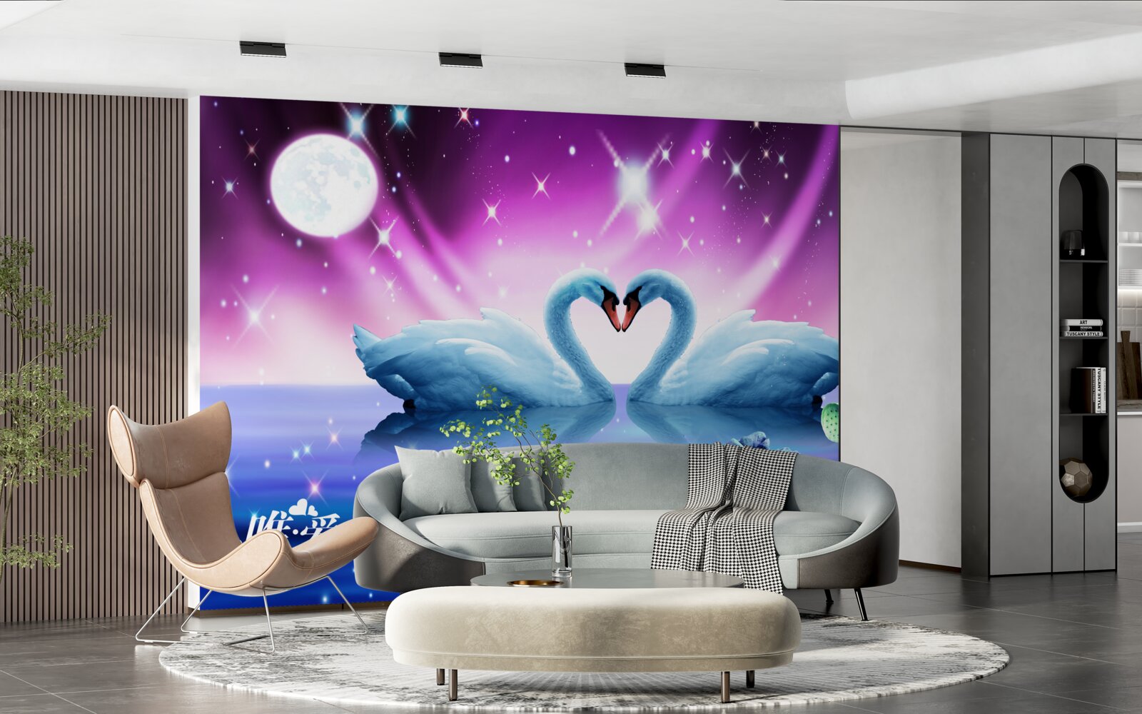 Fototapeta zaľúbené labute tvoria tvar srdca