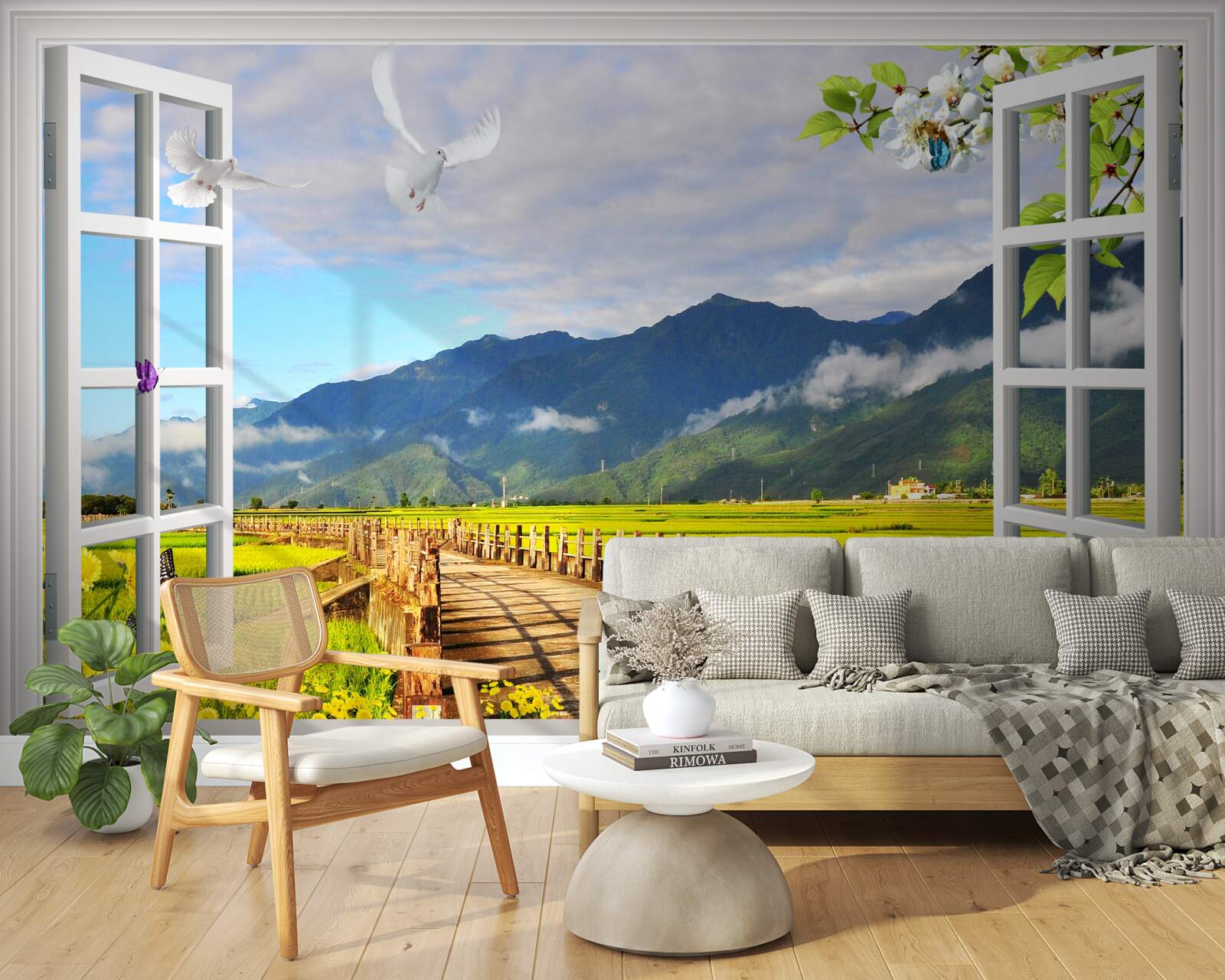 Fototapeta pohľad z okna na panorámu hôr