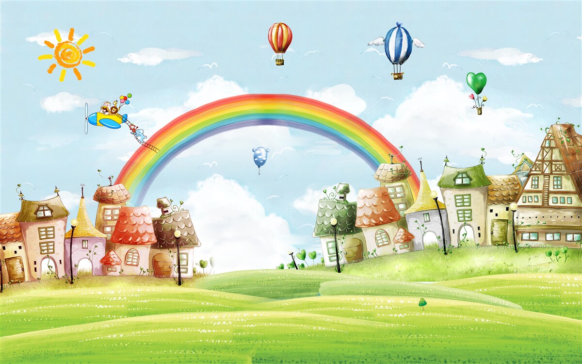 Fototapeta farebné mesto zdobí dúha