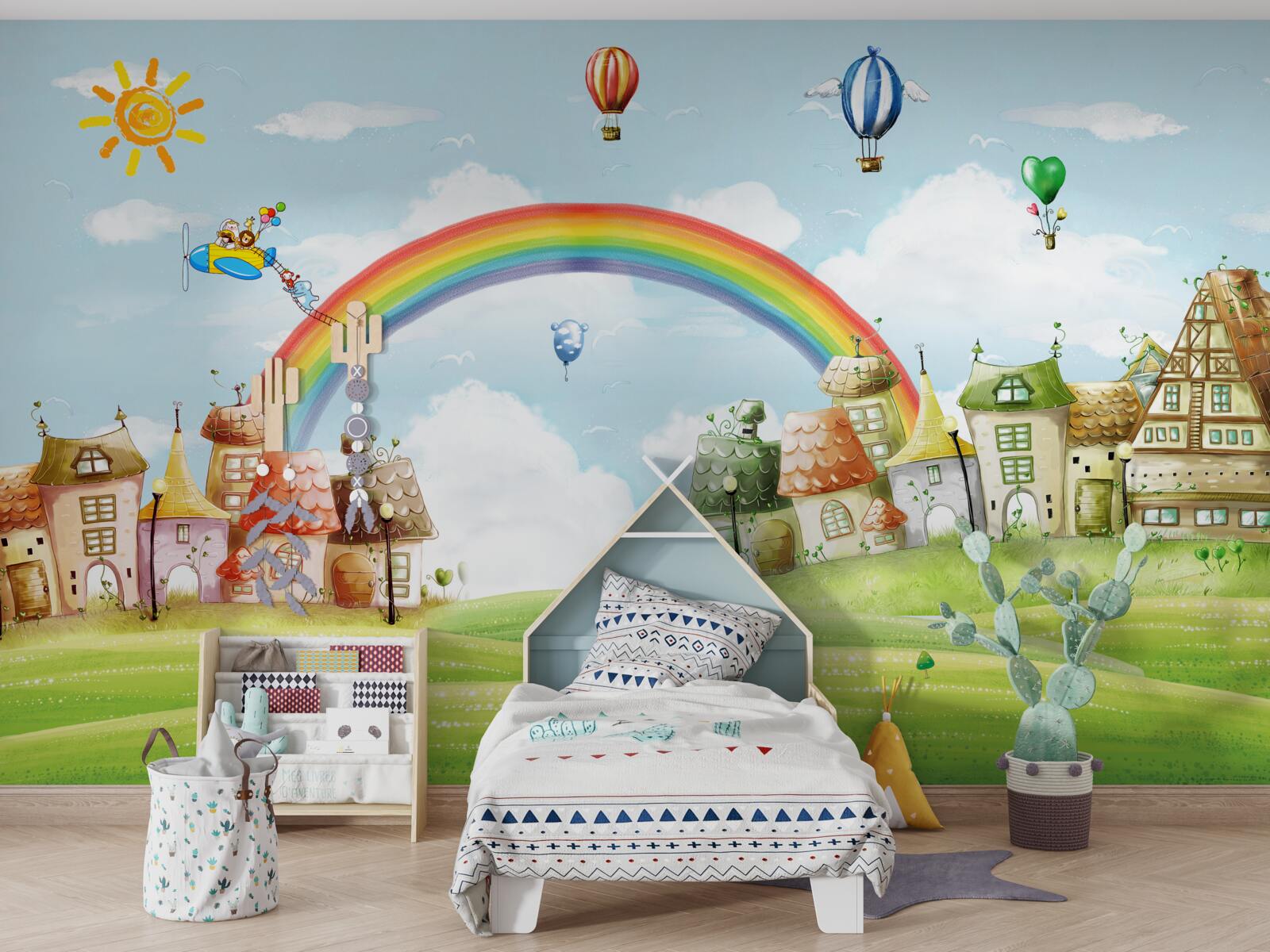 Fototapeta farebné mesto zdobí dúha