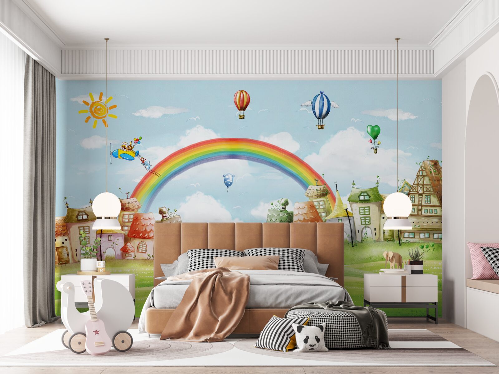 Fototapeta farebné mesto zdobí dúha