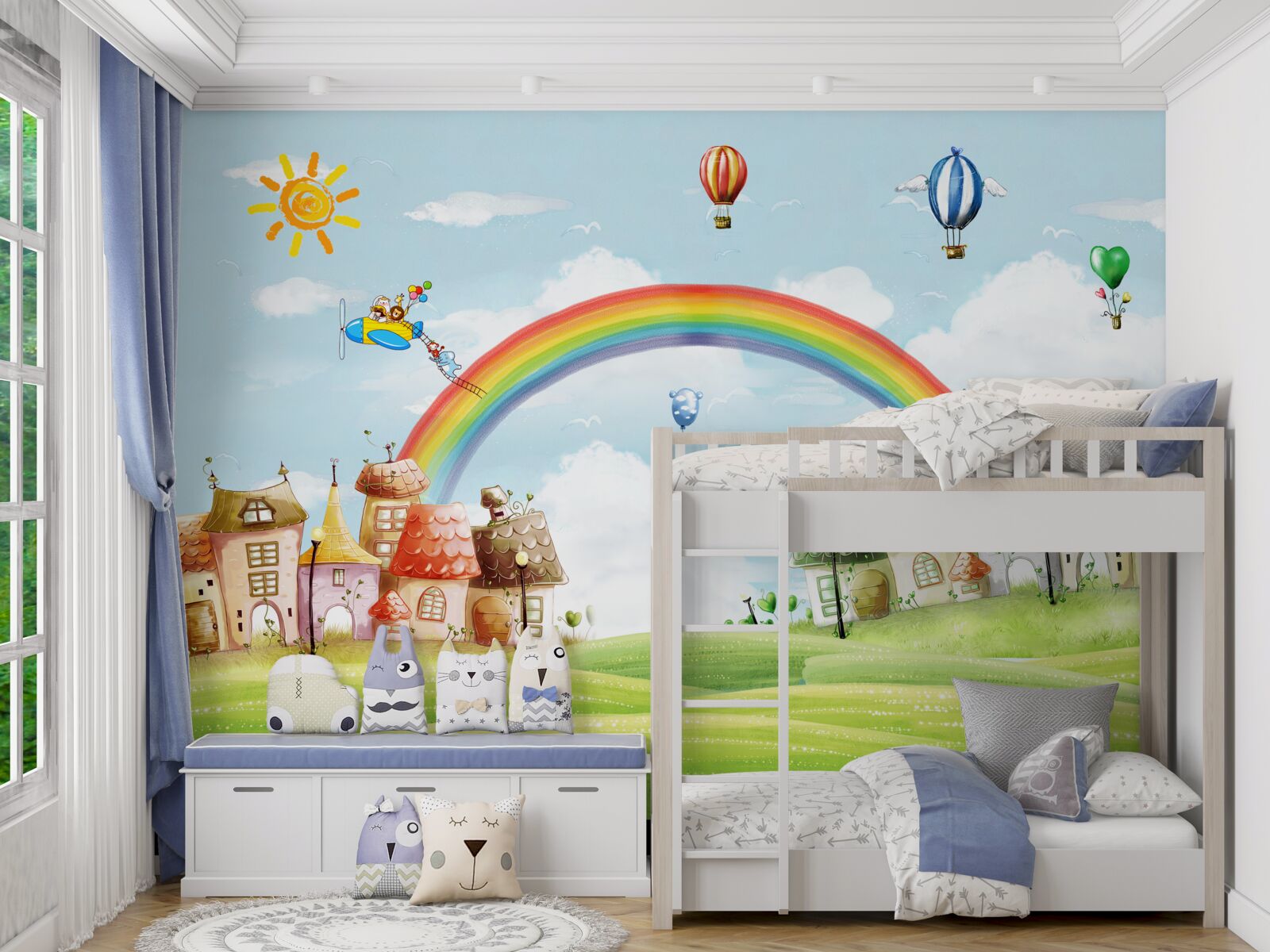 Fototapeta farebné mesto zdobí dúha