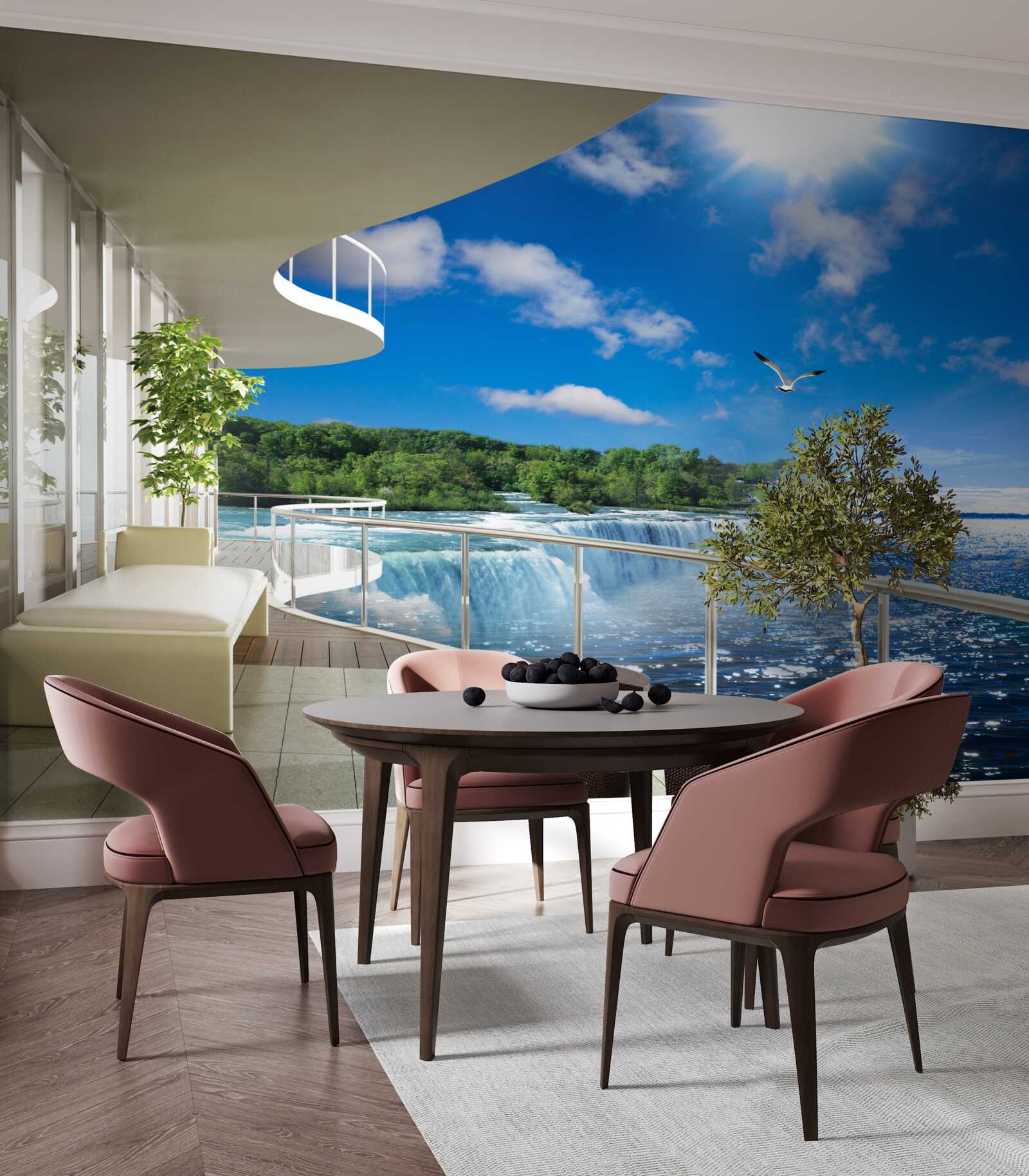 Fototapeta balkón pri obrovskom vodopáde