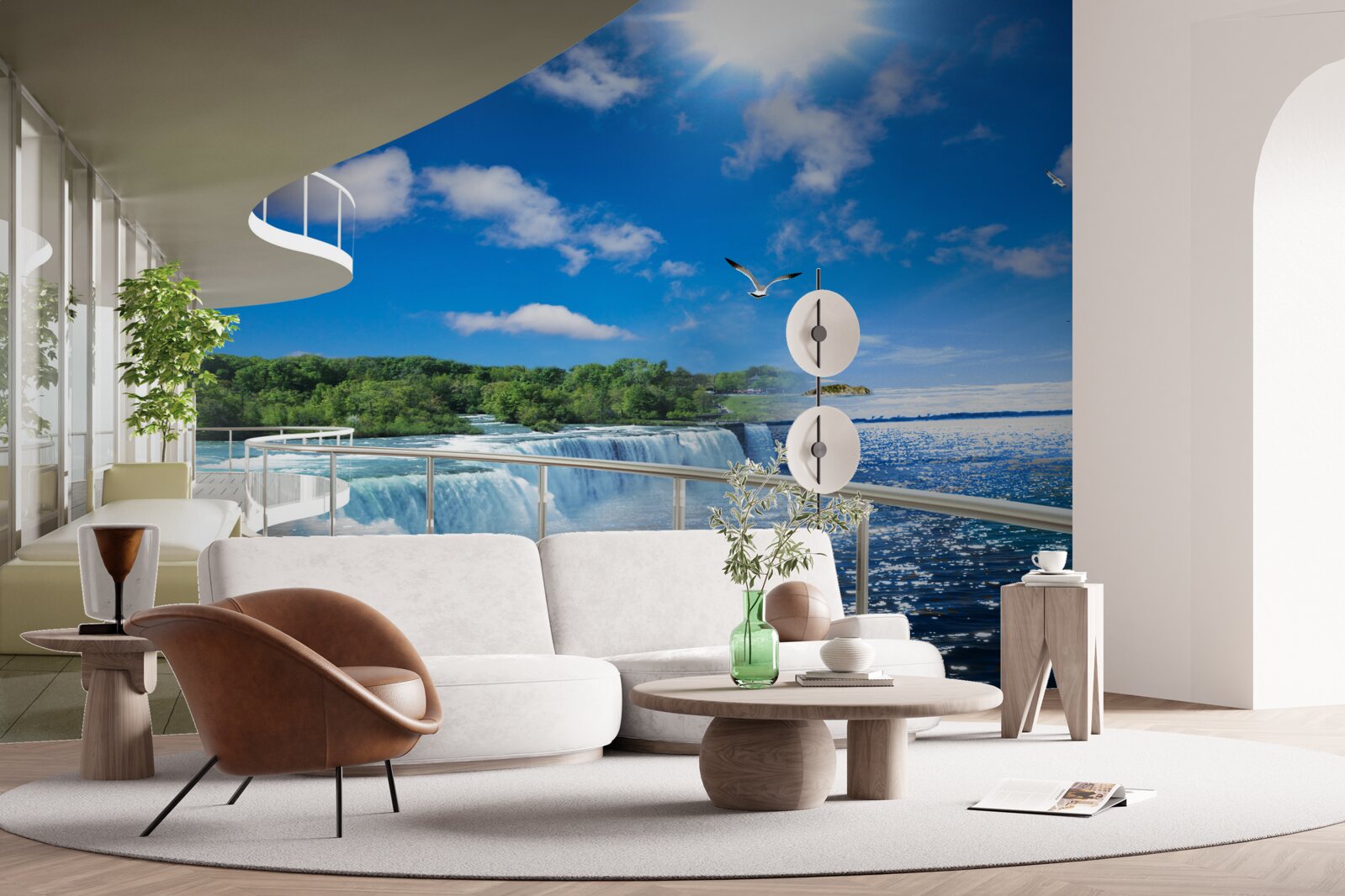 Fototapeta balkón pri obrovskom vodopáde