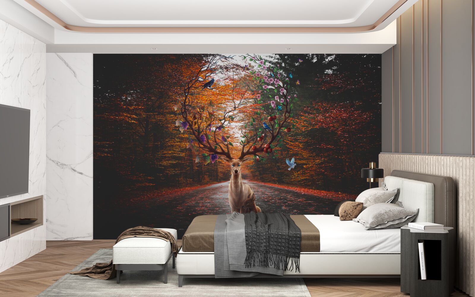 Fototapeta jesenné obdobie a dokonalé parožie dospelého jeleňa