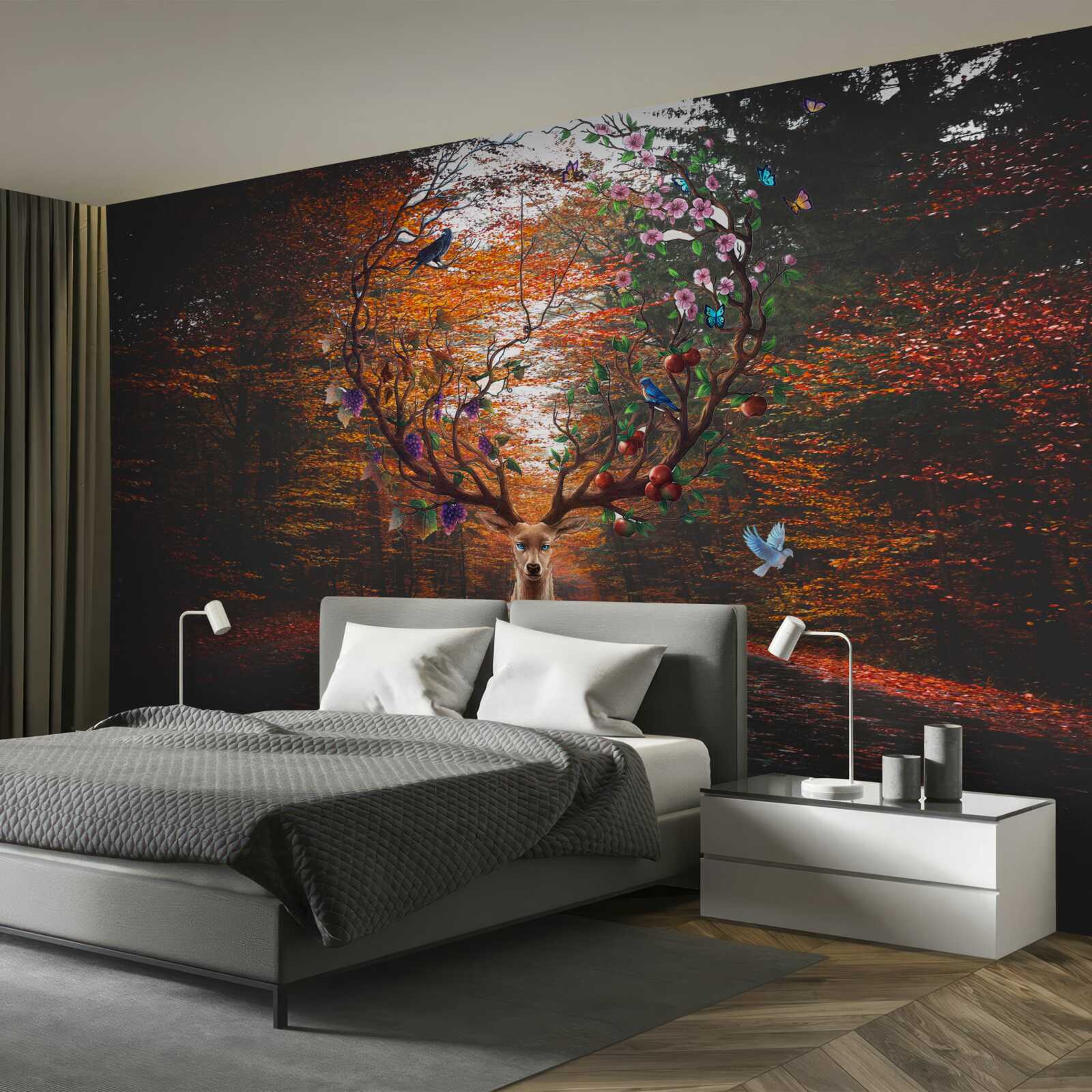 Fototapeta jesenné obdobie a dokonalé parožie dospelého jeleňa