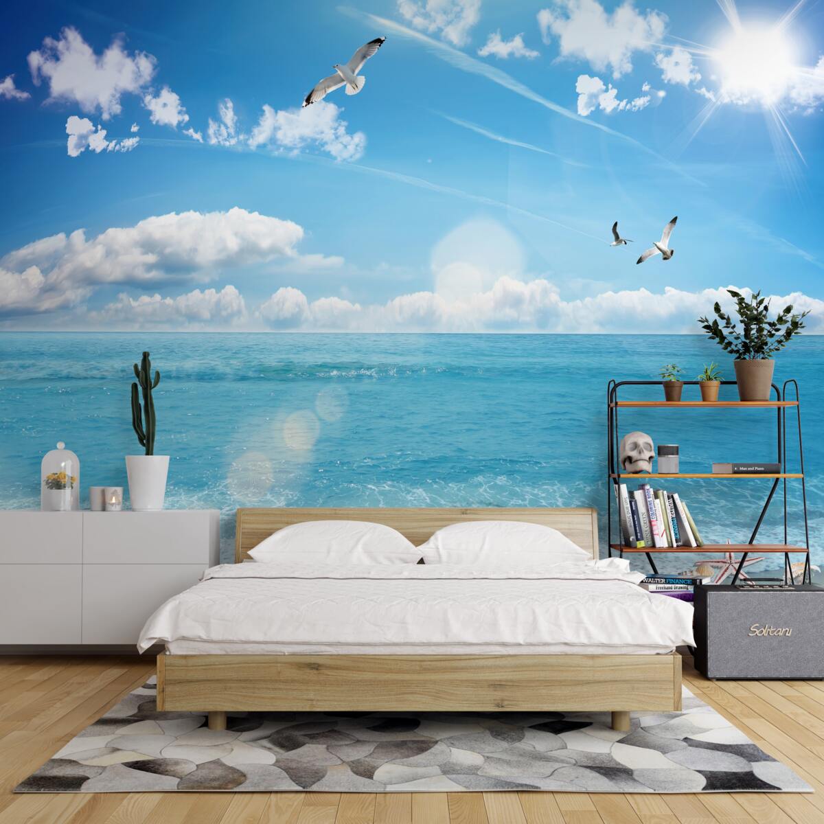 Fototapeta čajok cez modré vlny