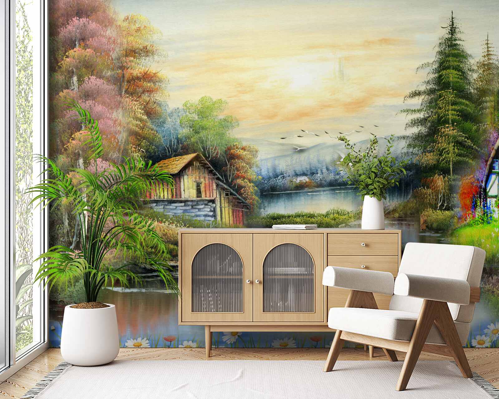 Fototapeta čarovný domček pri jazere obklopený lesom