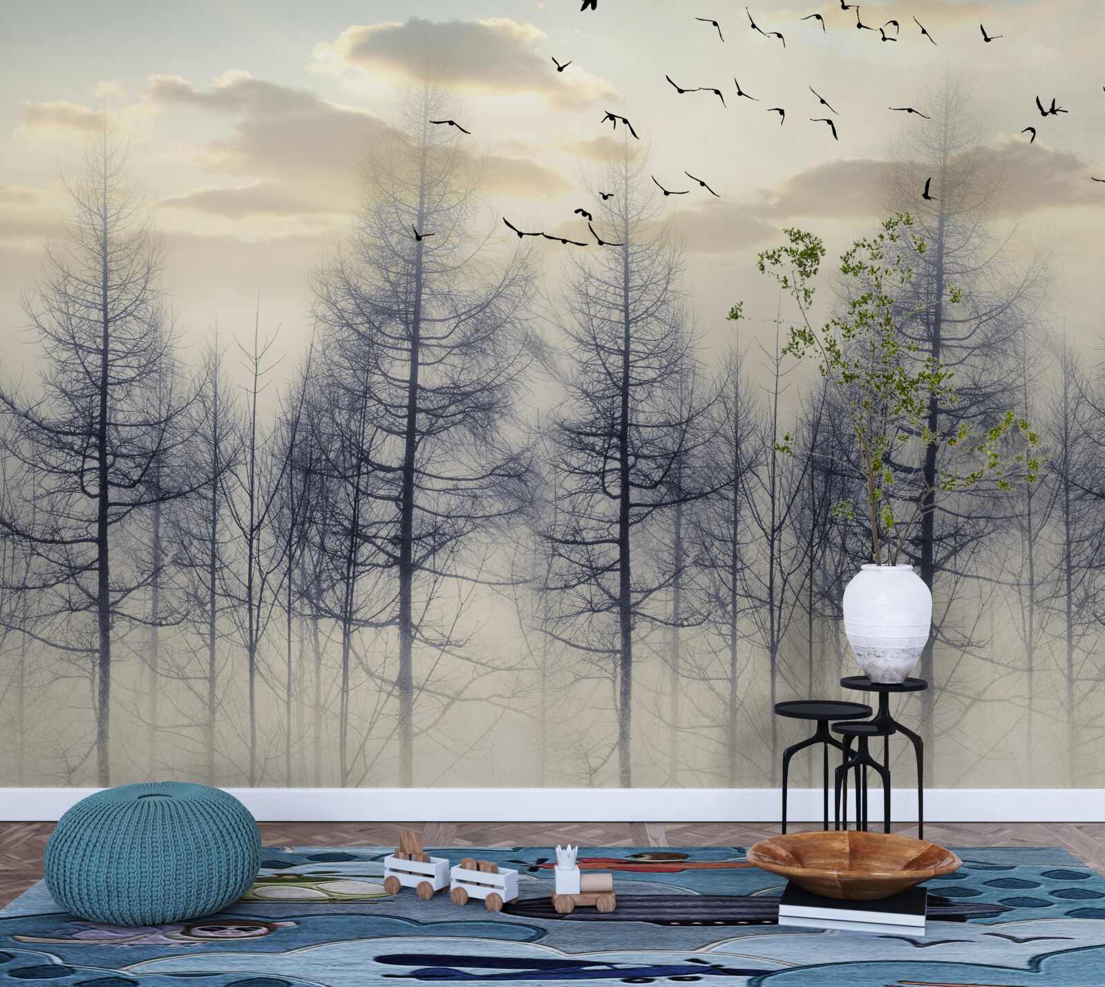 Fototapeta skoré svitanie v hmlových lesoch