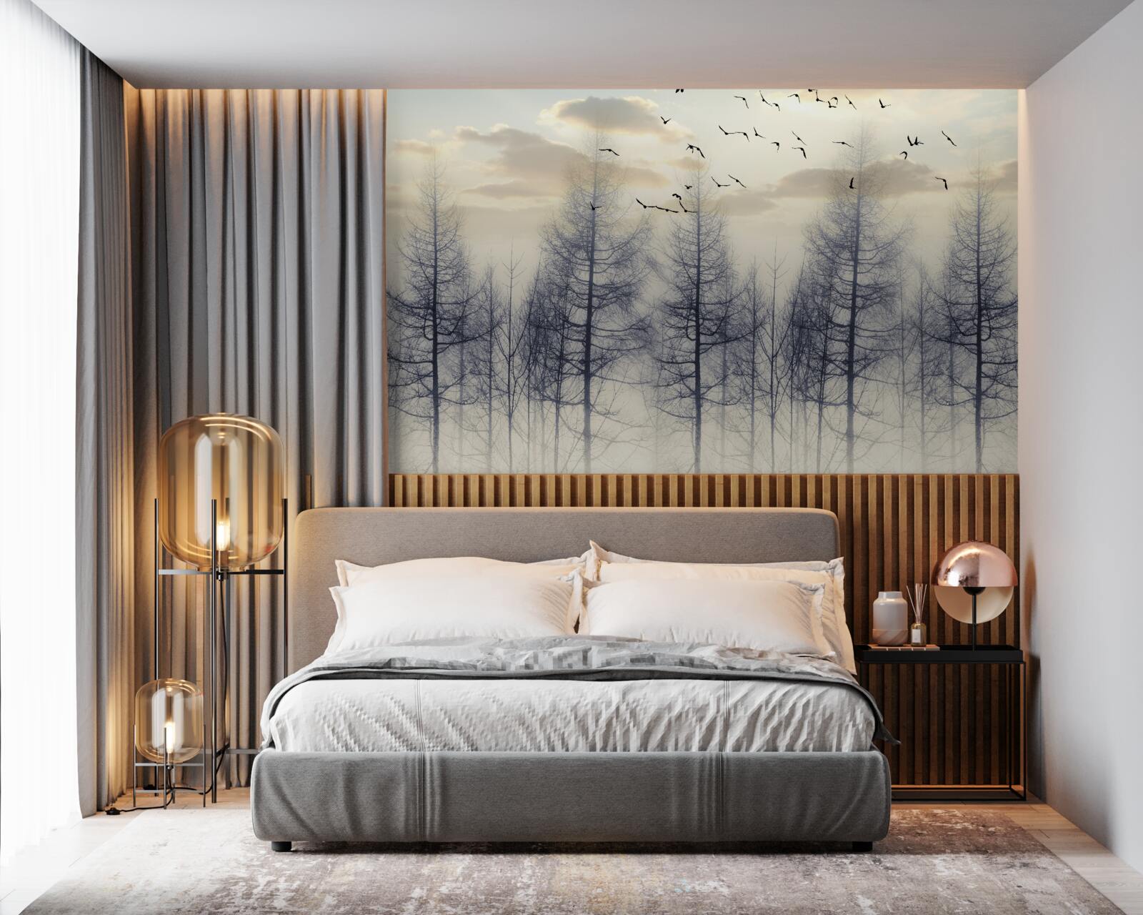 Fototapeta skoré svitanie v hmlových lesoch