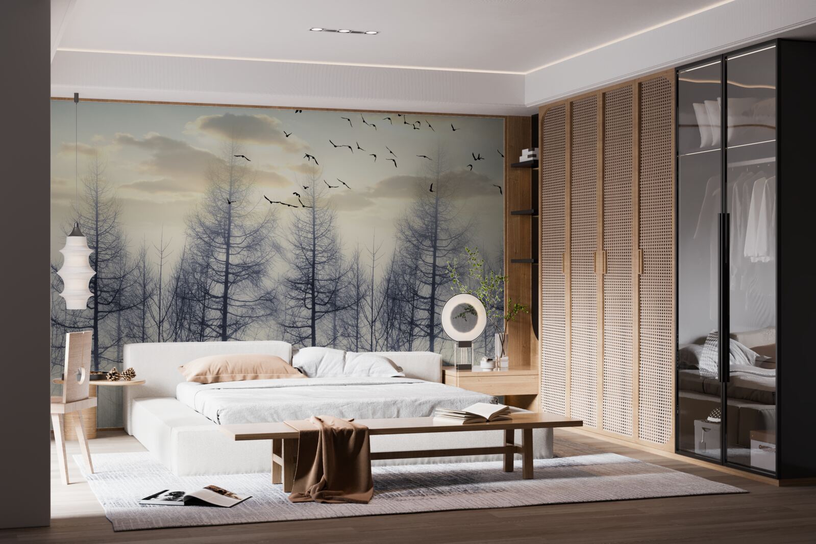 Fototapeta skoré svitanie v hmlových lesoch