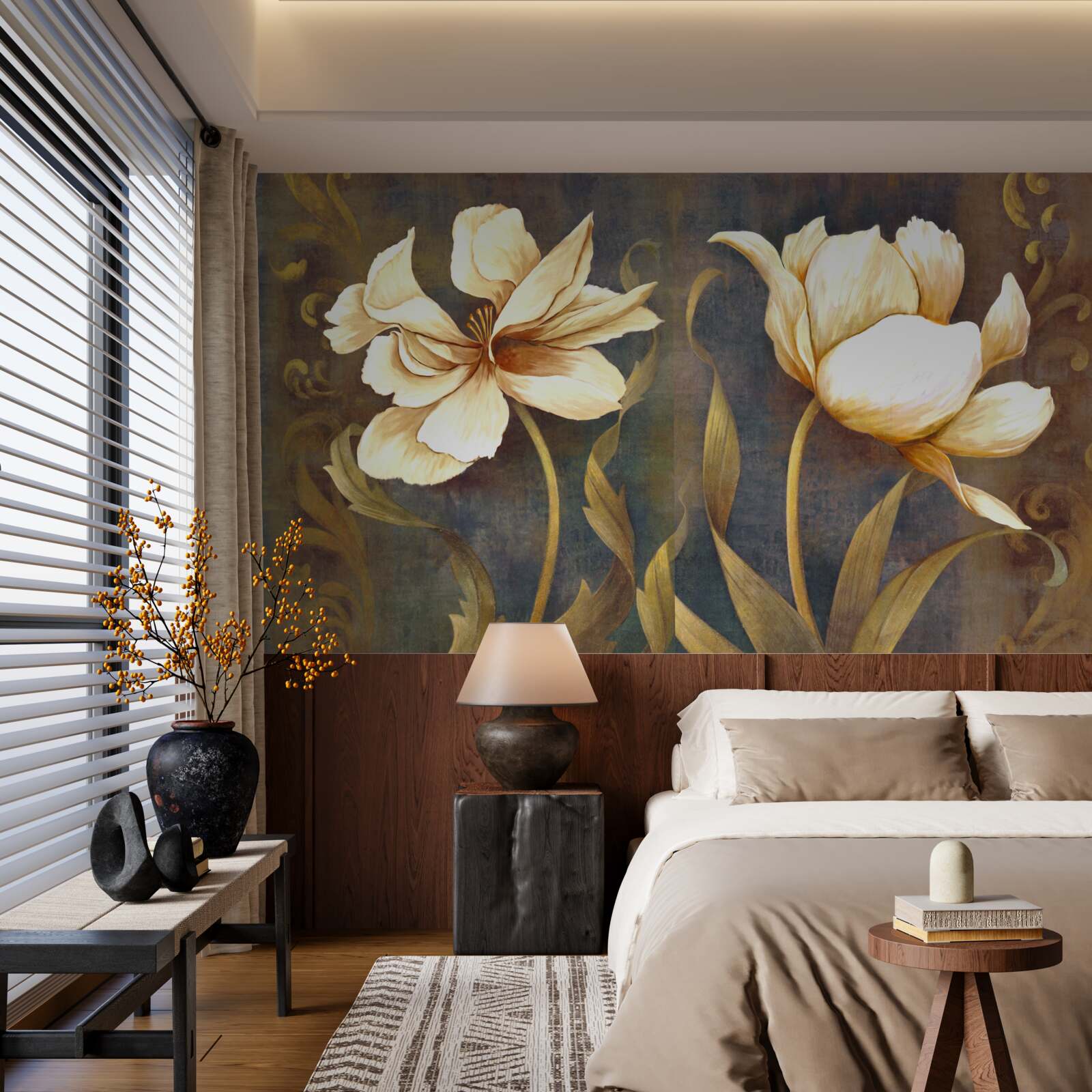 Fototapeta dva veľké béžové kvety