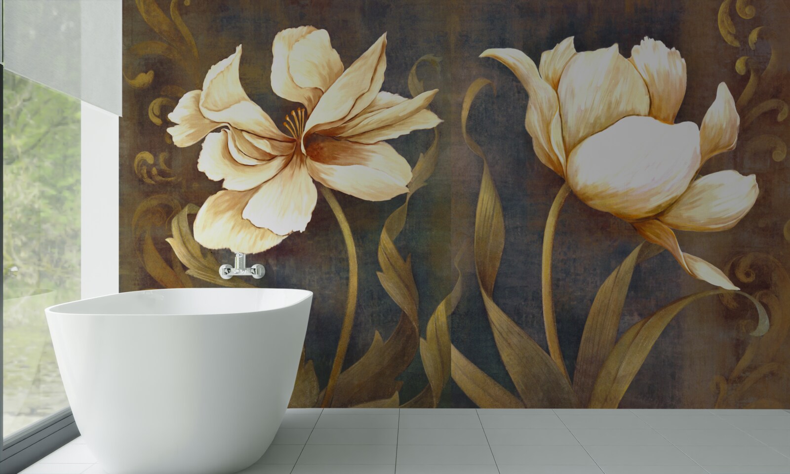 Fototapeta dva veľké béžové kvety