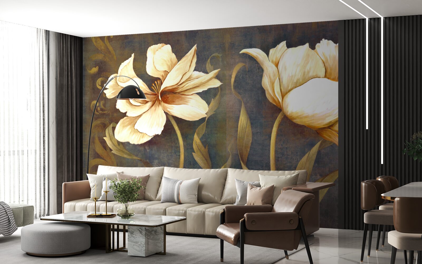 Fototapeta dva veľké béžové kvety