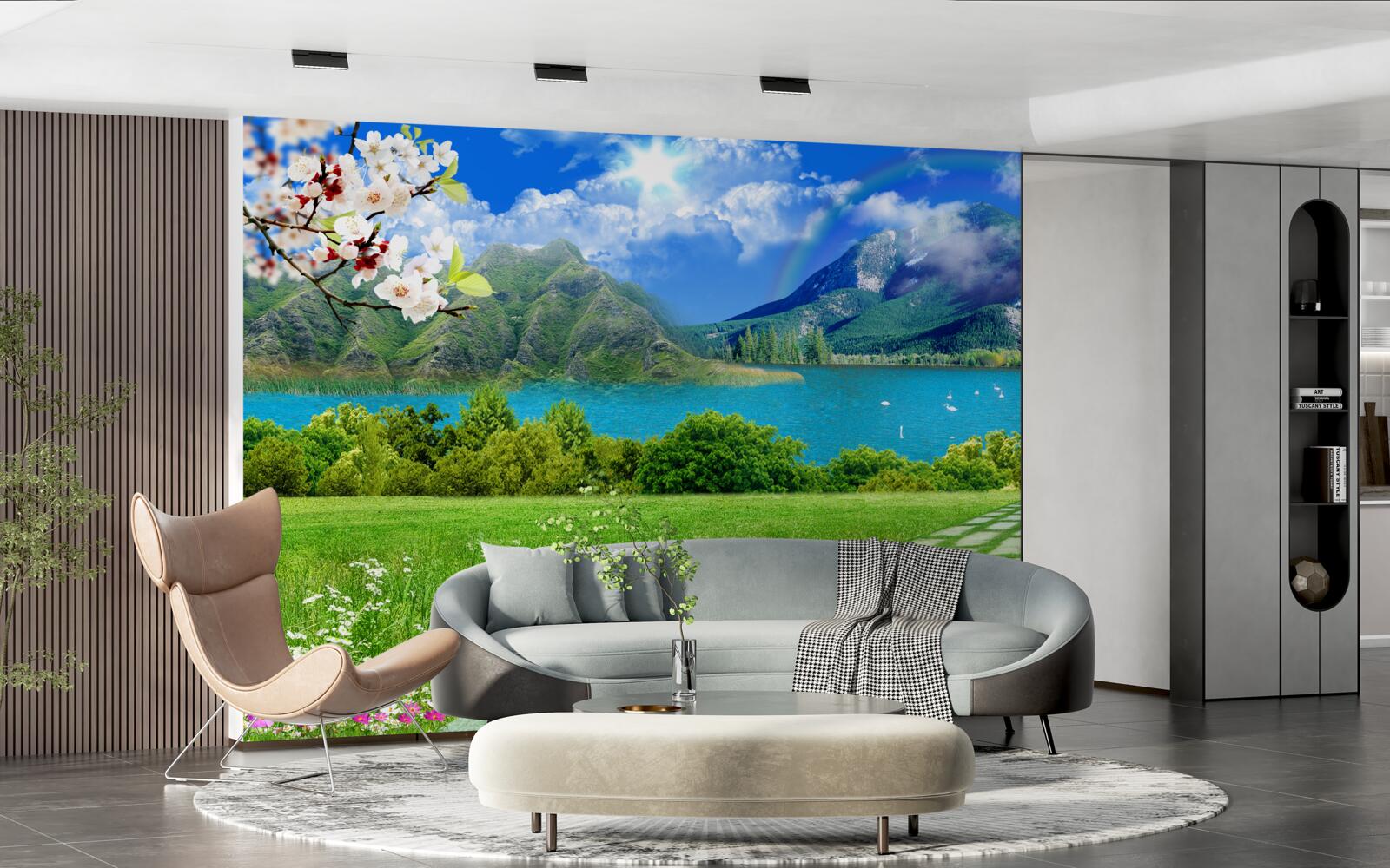 Fototapeta očarujúci výhľad na horské jazero v lete