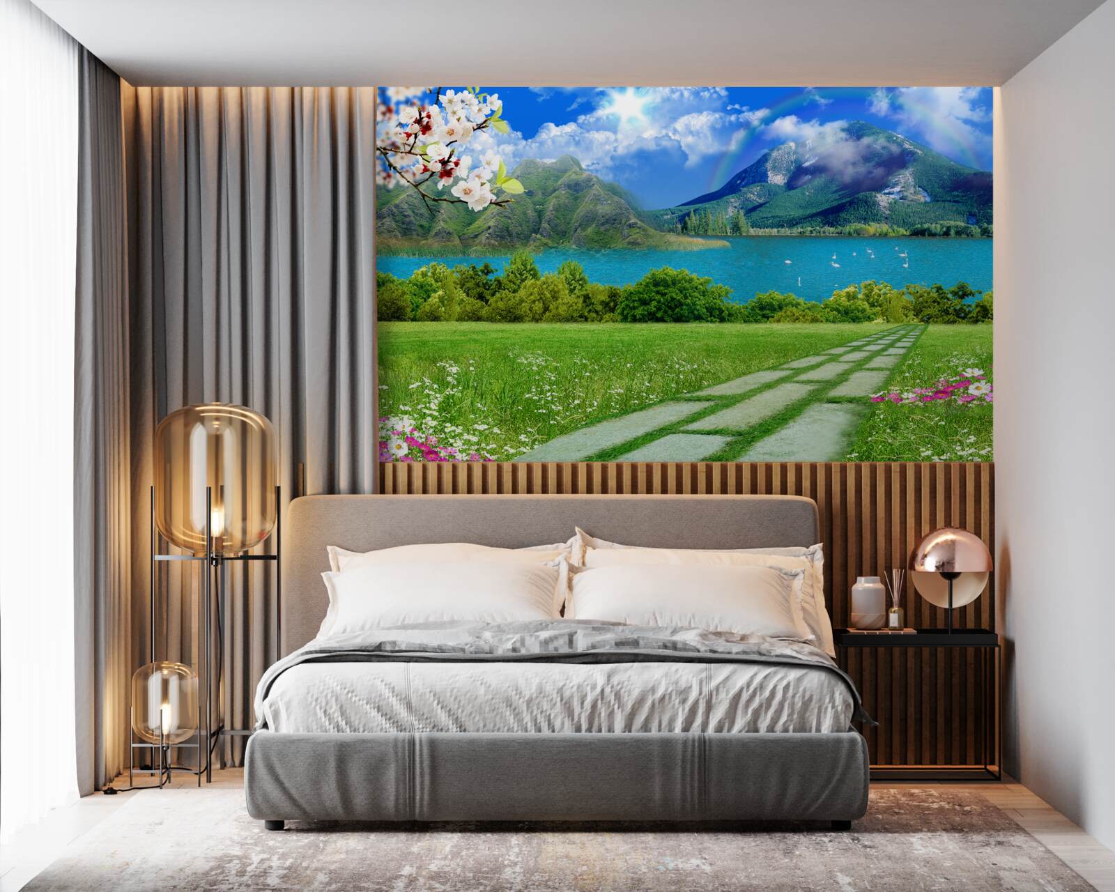 Fototapeta očarujúci výhľad na horské jazero v lete