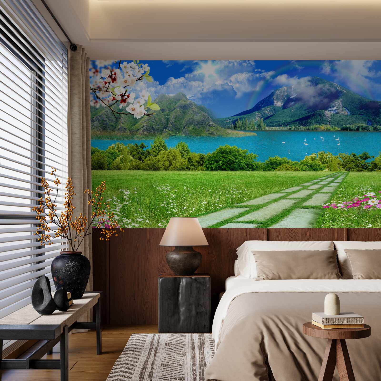 Fototapeta očarujúci výhľad na horské jazero v lete