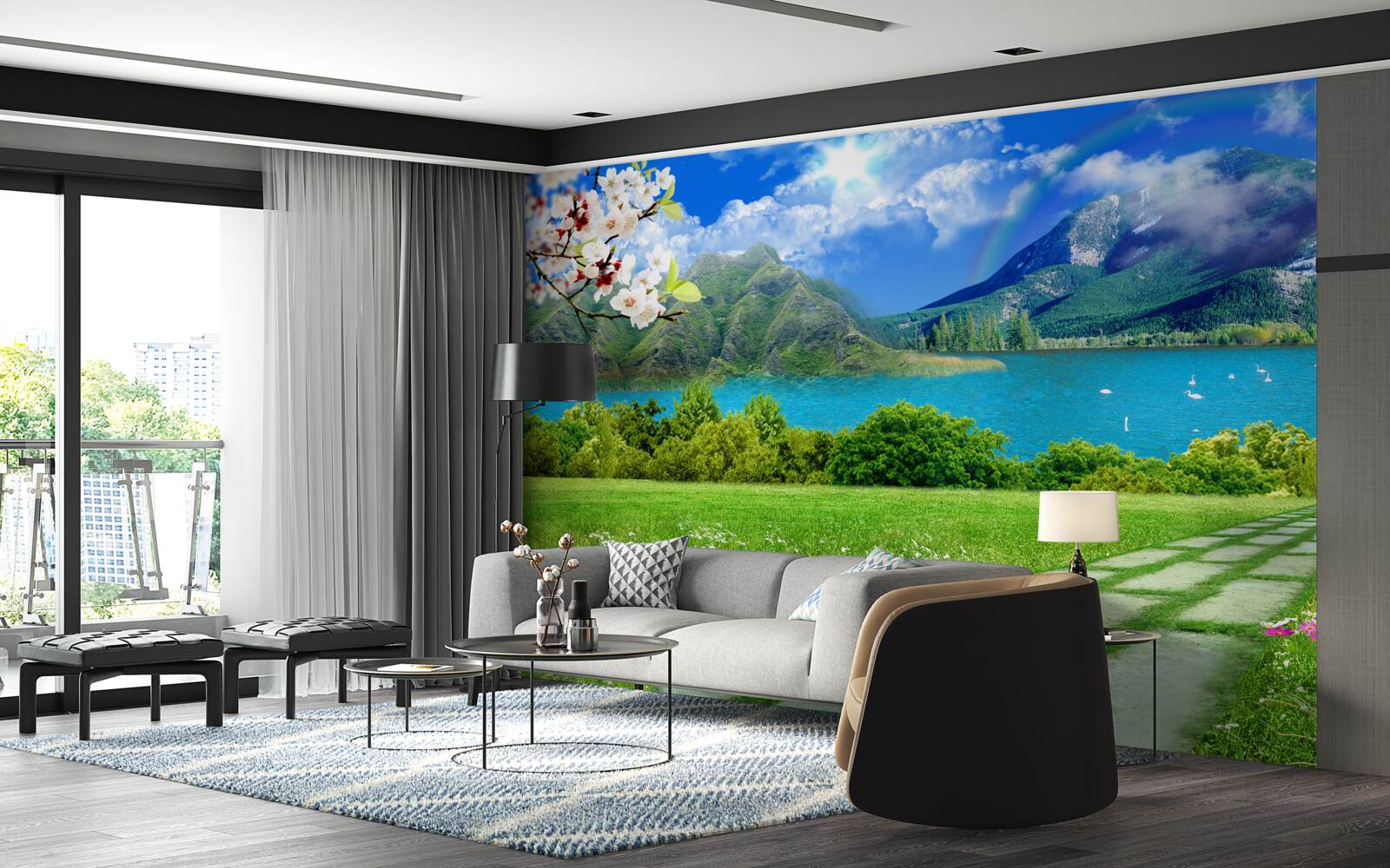 Fototapeta očarujúci výhľad na horské jazero v lete