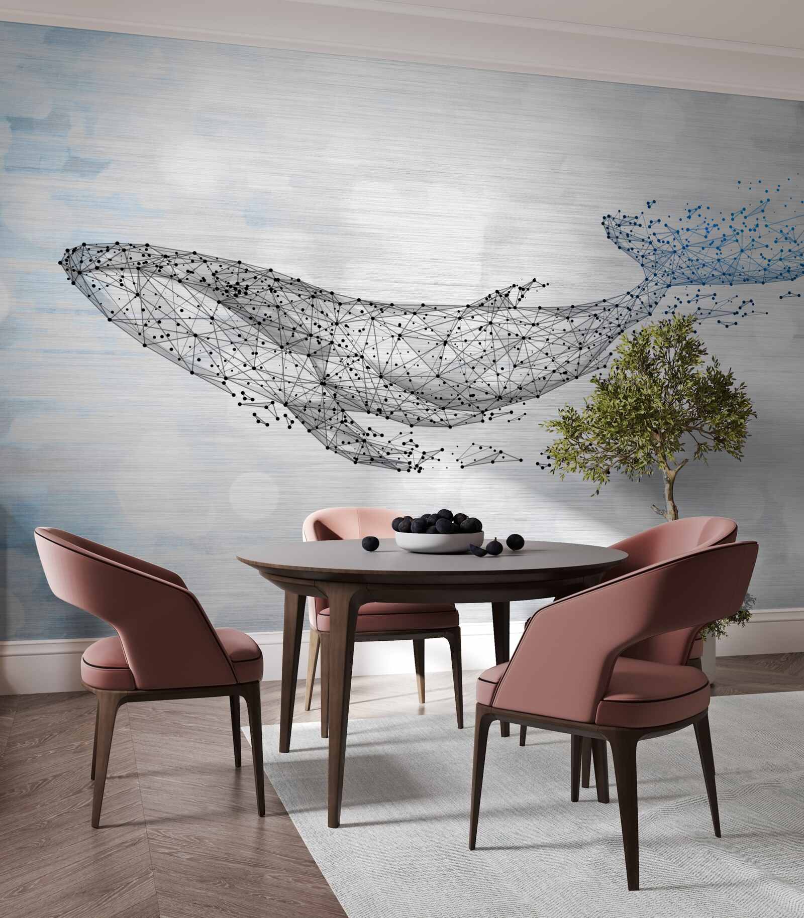 Fototapeta biela veľryba v abstrakcii metamorfóza