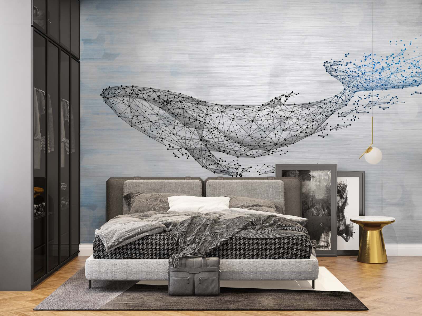 Fototapeta biela veľryba v abstrakcii metamorfóza