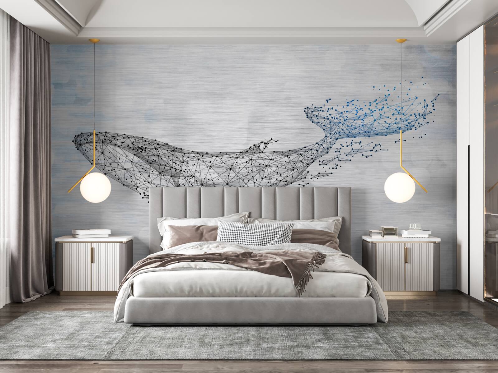 Fototapeta biela veľryba v abstrakcii metamorfóza