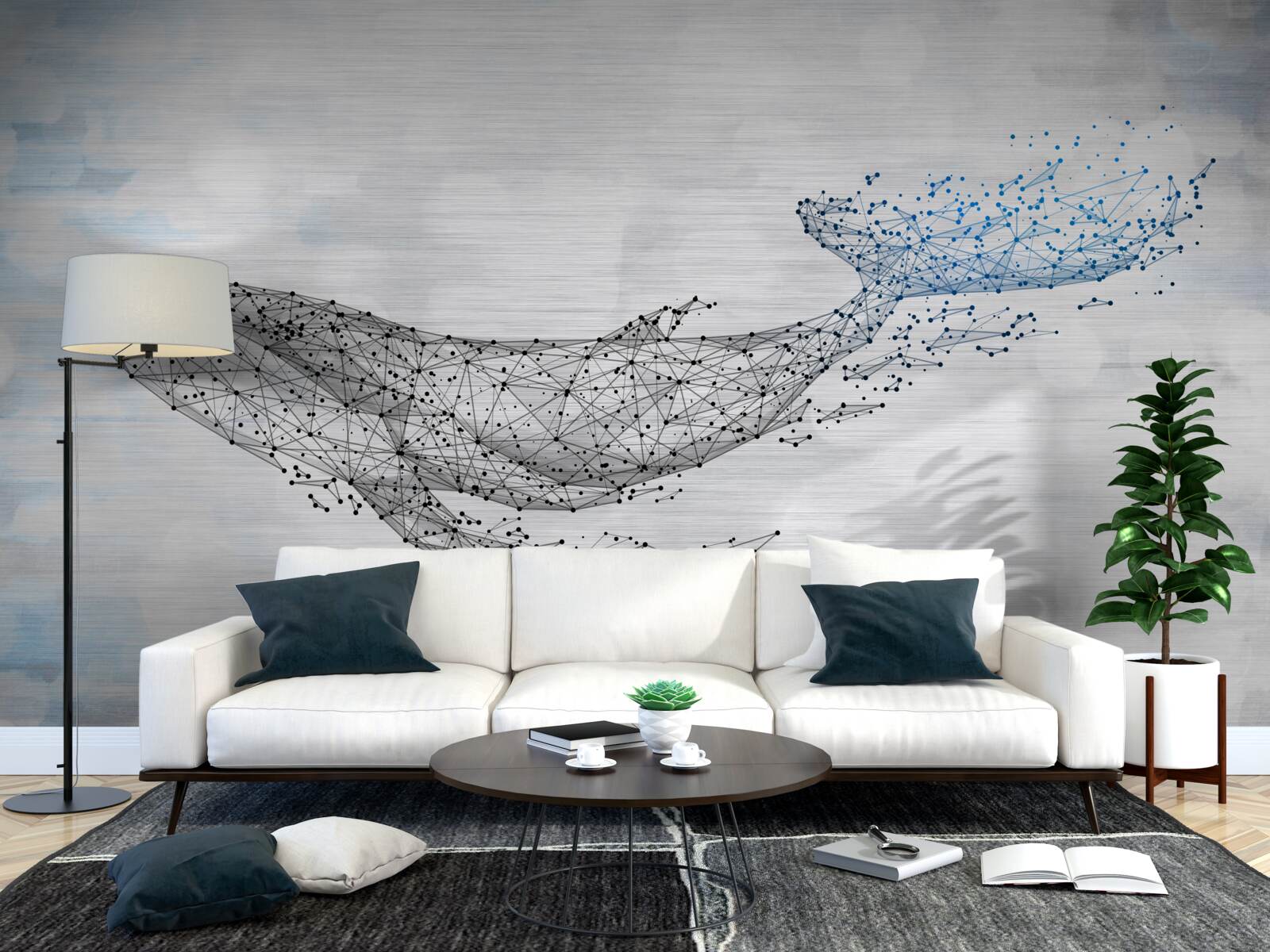 Fototapeta biela veľryba v abstrakcii metamorfóza